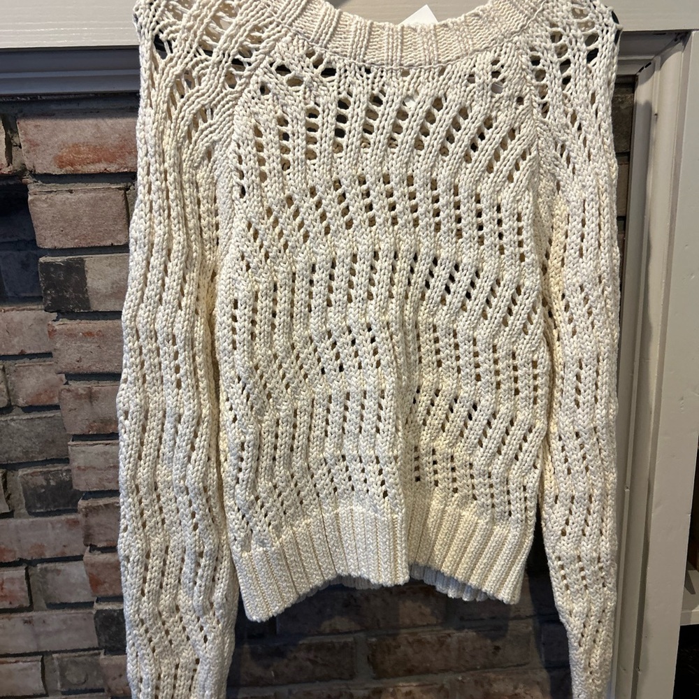 American Eagle Cream Crochet Knit Sweater - Boho Cottagecore Size S
